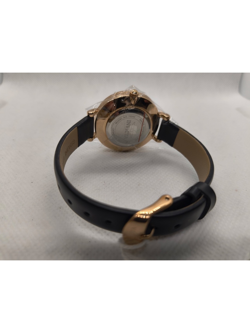 Invicta Women's Angel Quartz Watch with Black Leather Band and Multicolor Gem Be - Picture 3 of 4